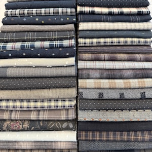 41 pieces japanese yarn dyed fabric pack ,each 4.3&quot; x 4.3&quot;  41 pieces