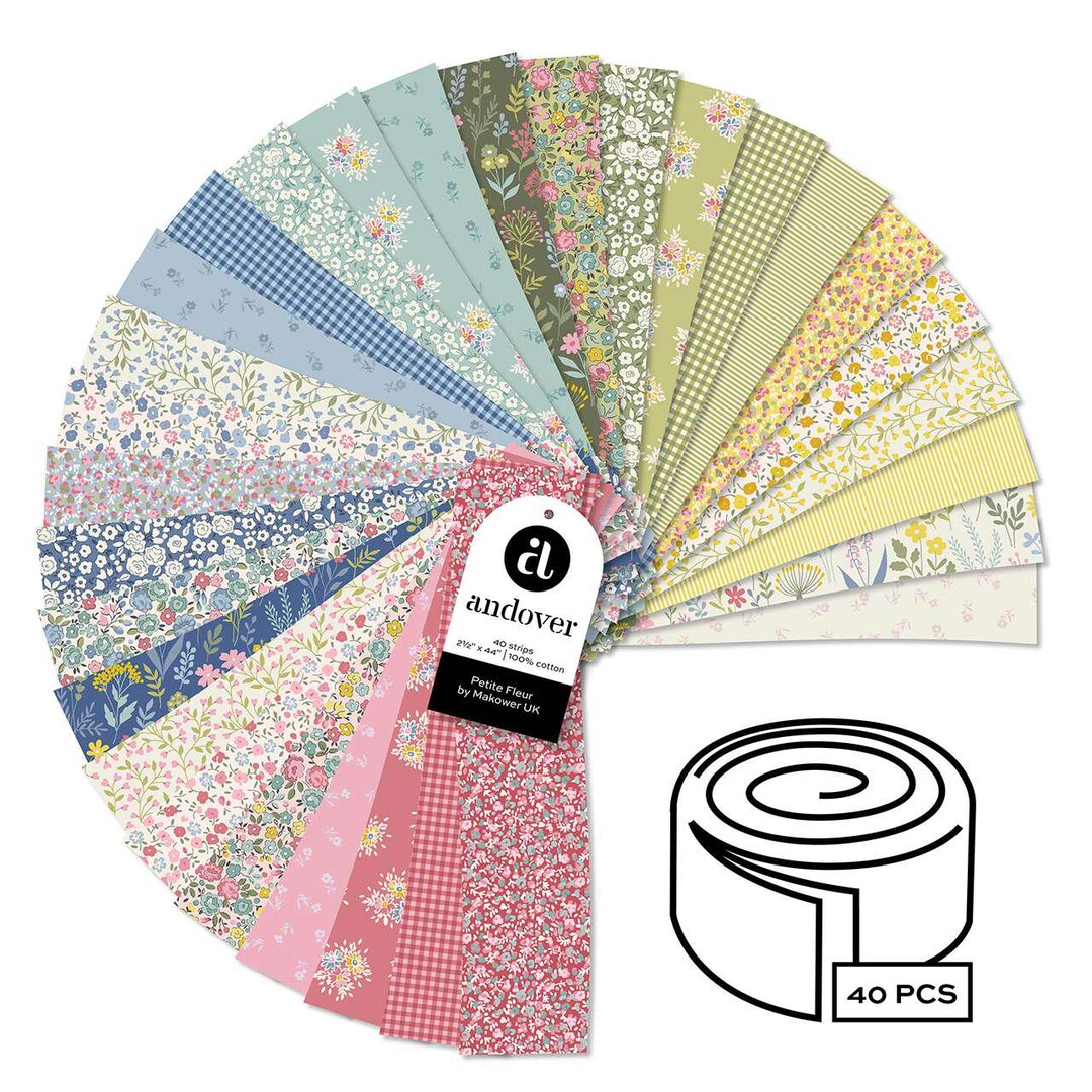 NEW! Jelly Roll] Petite Fleur by Makower UK 2.5 Inch Strip Roll – 40pcs ...