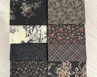 10 black Fat Quarter Bundle, Japanese Quilt Fabric Yoko Saito Lecien Diawabo Kokka Cosmo quiltgate..