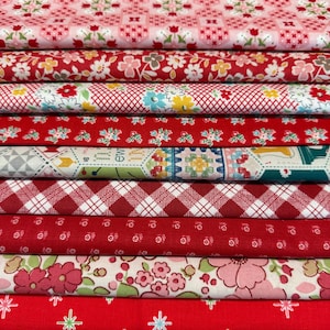 30s retro 9 Fat Quarter Bundle, red color Riley Blake Designs Fabric