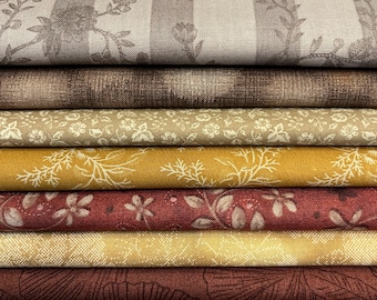 8 PC fat quarter bundle Brown Beige color quilt fabric bundle