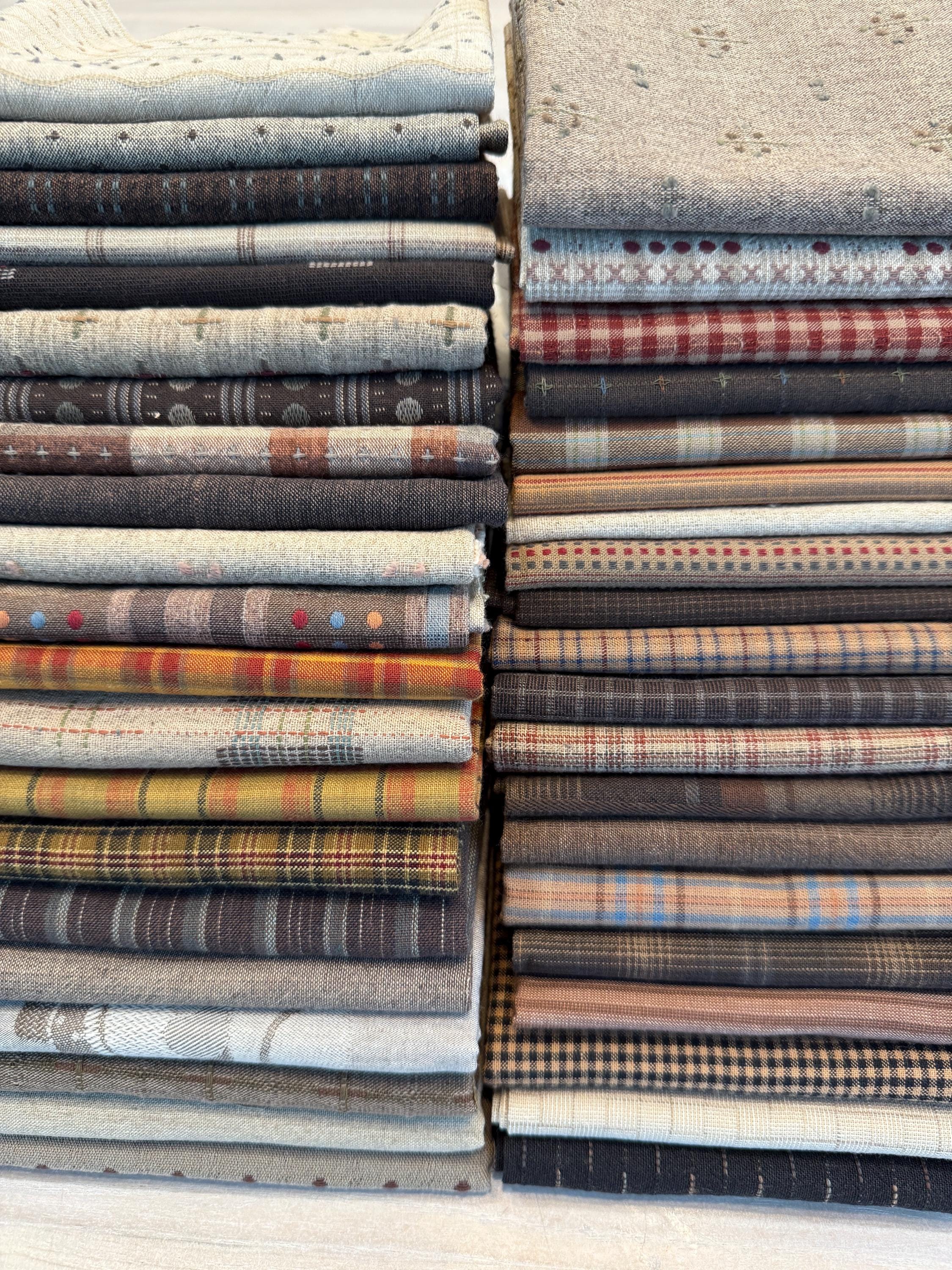41 pieces japanese yarn dyed fabric pack ,each 4.3" x 4.3"  41 pieces