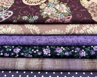 6 PC fat quarter bundle , quilt fabric bundle