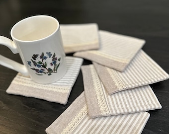 Fabric Coasters quilted linen coasters