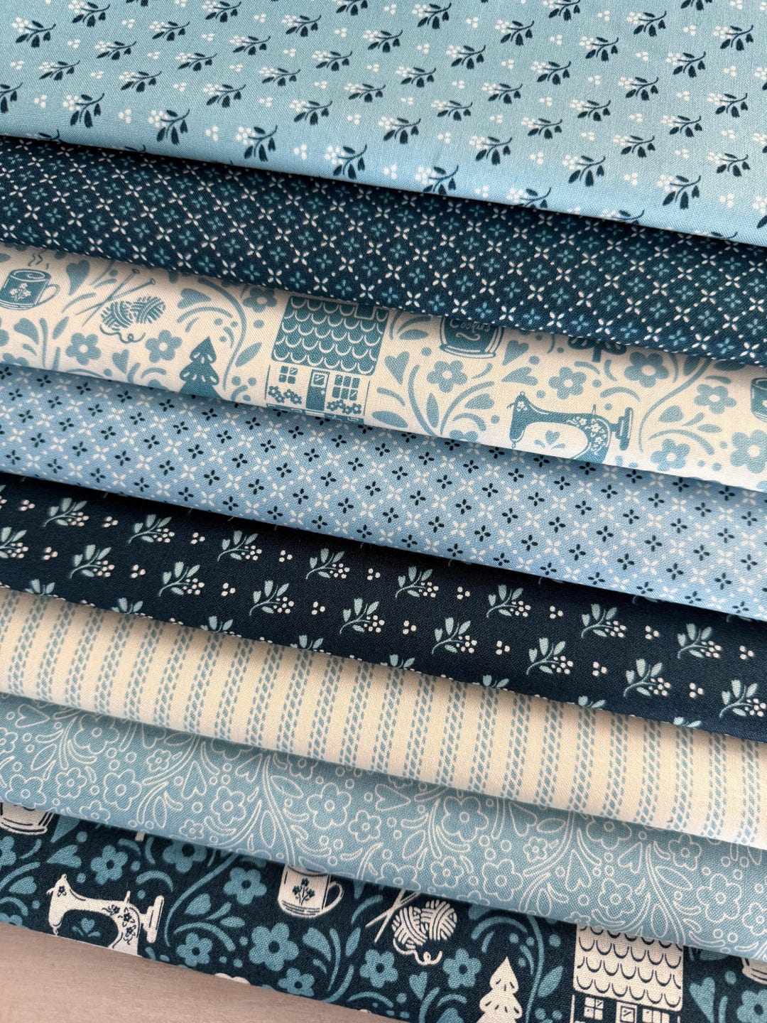 Curated 8 Half Yard Bundle -blue-cozy House by Judy Jarvi for Andover ...