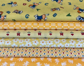 6 Fat Quarter Bundle, Yellow color mix Quilt Fabric