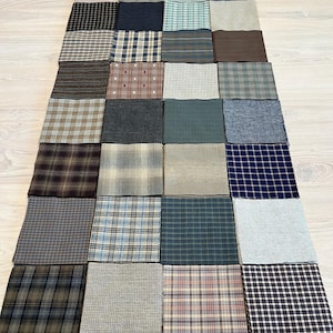 41 pieces japanese yarn dyed fabric pack ,each 4.3&quot;  x 4.3&quot;   41 pieces