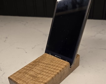 Exotic Wood Phone Stand - Curly White Oak