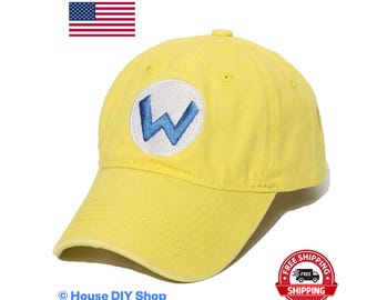 Chapeau WARIO Casquette Mario Chapeau rétro brodé amusant « W » pour papa, Halloween, Casquette réglable en coton délavé pour adulte, ÉDITION LIMITÉE ! Livraison gratuite !