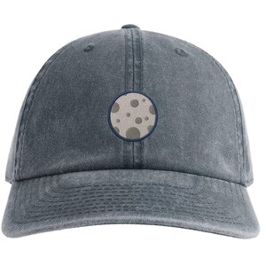 Chapeau papa brodé lune, chapeau unisexe brodé, casquette papa, chapeau pleine lune, casquette lune bleue, chapeau broderie lunaire, chapeau design lune minimal