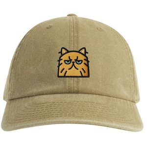 Grumpy Cat Hat, Embroidered Cat Dad Hat, Funny Cat Lover Gift, Sarcastic Cat Cap, Cat Mom Dad Hat, Moody Cat Embroidery
