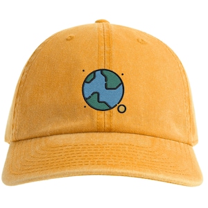 Earth Embroidered Dad Hat: Vintage Planet Cap