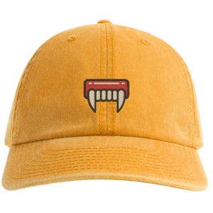 Vampire Teeth Embroidered Dad Hat, Embroidered Unisex Hat, Dad Cap, Spooky Season Hat, Halloween Dad Hat, Horror Fan Cap, Dracula Dad Hat