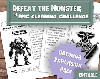Editable ADHD Cleaning Checklist Game ADHD Kid Chore List Printable Template Chore Game Lawn Maintenance Pool Work Yard Challenge Gardening