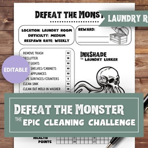Laundry Room Editable Cleaning Checklist Printable ADHD Kid Chore Chart ...