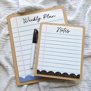 Pizarra blanca personalizada, pizarra blanca personalizada, planificador semanal, bloc de notas reutilizable, organizador de escritorio para profesores, pizarra de notas personalizada, organización de clases.