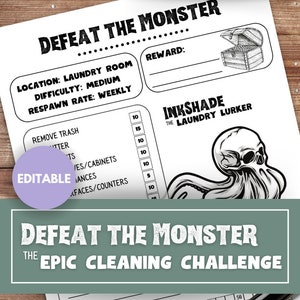 Laundry Room Editable Cleaning Checklist Printable ADHD Kid Chore Chart ...