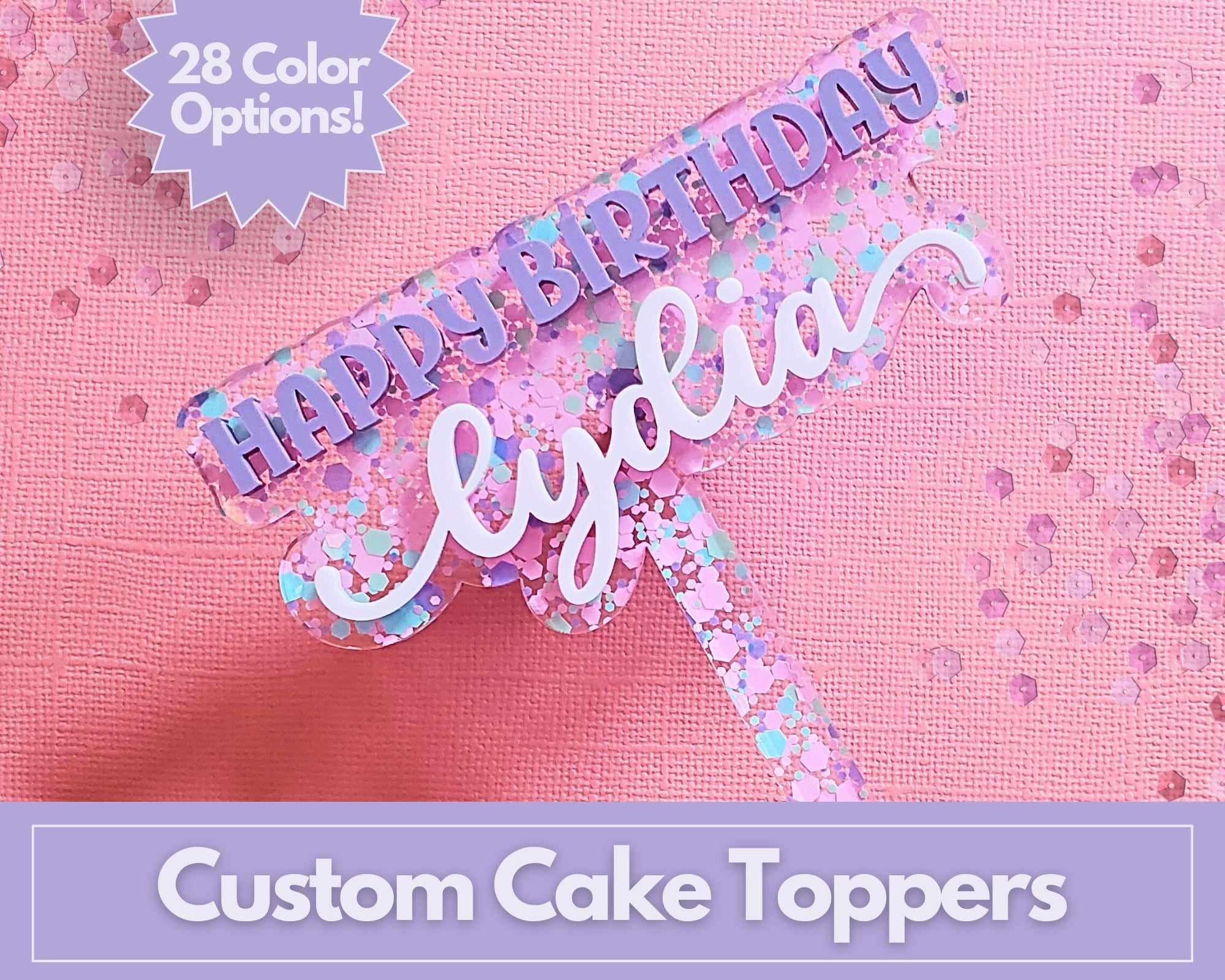Personalized Birthday Cake Topper for Birthday Party Decor for Kid Custom Cake Name Topper 3D Acrylic Cake Decor Kid Name Cake Charm Custom