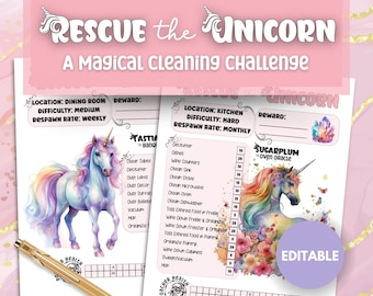 Editable ADHD Cleaning Checklist Game ADHD Kid Chore List Girl Chore Game House Cleaning Challenge Download Cleaning Game ADHD Adult Planner