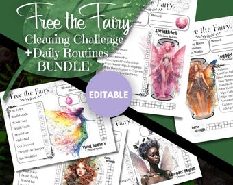 Fairy Cleaning Challenge Kid Routine Checklist Editable ADHD Planner Printable Cleaning Checklist Kid Routine Chart Gamify Chore Chart Fairy