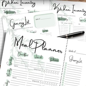 Editable Meal Planner Template Printable Grocery List Editable Pantry ...