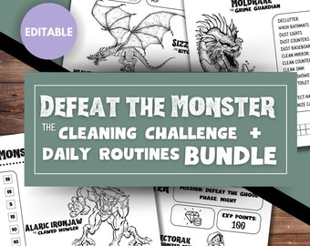 ADHD Editable Cleaning Checklist Game ADHD Kid Chore List Printable Chore House Cleaning Challenge ADHD Daily Planner Kid Daily Routine Game