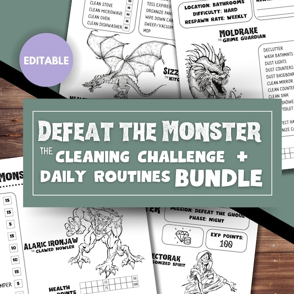ADHD Editable Cleaning Checklist Game ADHD Kid Chore List Printable Chore House Cleaning Challenge ADHD Daily Planner Kid Daily Routine Game