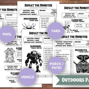 Editable Cleaning Checklist ADHD Kid Chore List Printable Chore Chart Spring Cleaning Challenge ADHD Monster Chore List Roll for Chore Game