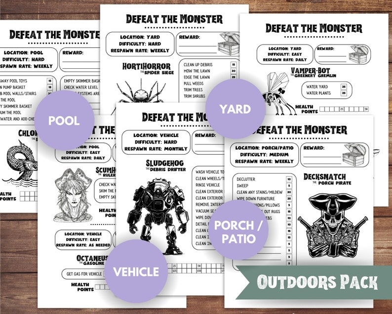 Editable Cleaning Checklist ADHD Kid Chore List Printable Chore Chart Spring Cleaning Challenge ADHD Monster Chore List Roll for Chore Game