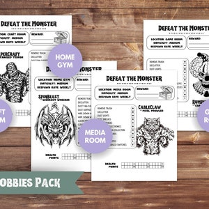 Editable Cleaning Checklist ADHD Kid Chore List Printable Chore Chart Spring Cleaning Challenge ADHD Monster Chore List Roll for Chore Game