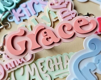 Personalized Keychain Custom Acrylic Name Tag for Backpack Accessories Bag Tag Diaper Bag Key Chain Acrylic Gift Tag Custom Chinese Name Tag