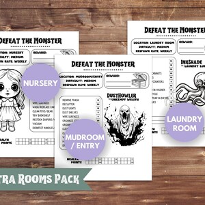 Editable Cleaning Checklist ADHD Kid Chore List Printable Chore Chart Spring Cleaning Challenge ADHD Monster Chore List Roll for Chore Game