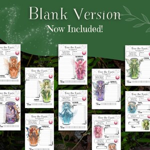 May include: A set of ten printable fairy-themed checklists, including a blank version. Each checklist features a different fairy illustration with a name and a list of tasks to complete. The checklists are designed for a self-care routine.
