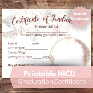 NICU Graduation Certificate NICU Boho Baby Milestone Preemie Milestone Card Premature Infant NICU Journey Diploma Neonatal Intensive Care