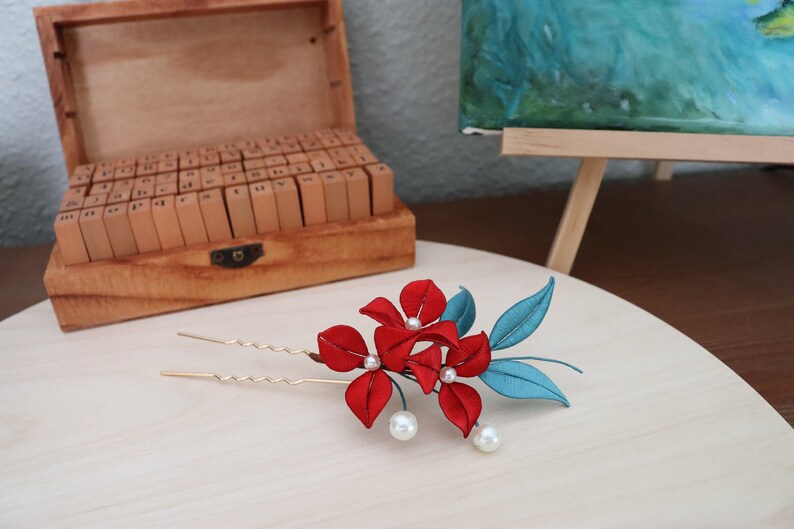 Unique Bougainvillea Hair Pin Hanfu Qipao Hair Pin Wedding Hair