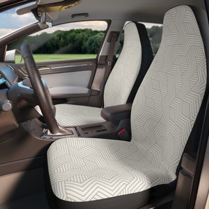Geometric Pattern Car Seat Covers - Set of 2 Polyester Seat Covers - Elastic Fit, Tool-Free Install, Left and Right Covers