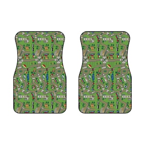 Car Mats Set of 2 Front Mats, Non-Slip Rubber Backing, Polyester Needle Punch Carpet, Nostalgic Car Rug Interior Accessory image 1