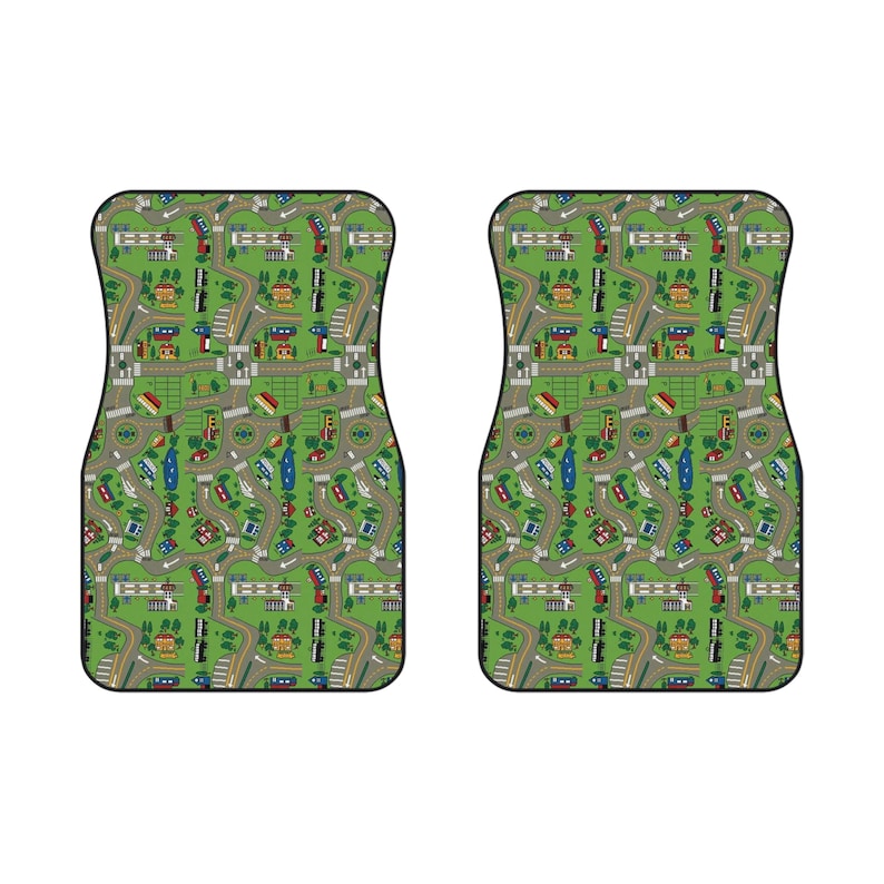 Car Mats Set of 2 Front Mats, Non-Slip Rubber Backing, Polyester Needle Punch Carpet, Nostalgic Car Rug Interior Accessory image 1