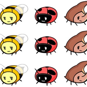 Cute bug stickers (medium) - 9 pack