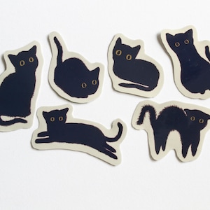 Ensemble d'autocollants chat noir | Adorables stickers pour papeterie, ordinateurs portables et ordinateurs portables | Cadeau pour les amoureux des chats | Smonky Shop