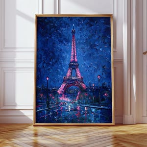 Eiffel Tower At Night Digital Wall Art, Paris Night Scene Printable Poster, Eiffel Tower View Printable Wall Art