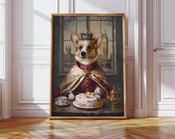 かわいいロンドン コーギー プリント、印刷可能な英国の壁アート