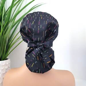 Large Satin Lined Scrub Hat, Protect Hair w/Satin Lined Ponytail Scrub Cap, Button/Size Options, See Description, Nurse/Surgical Hat, DVM