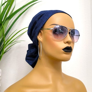 Small, Bold Denim Look Satin Lined Scrub Hat, Protect Hair w/Satin Lined Ponytail Scrub Cap, Buttons, Nurse/Surgical/Dr Hat, Satin Lined