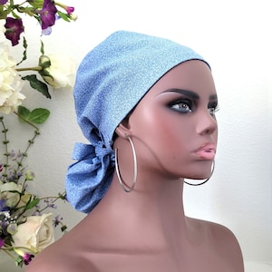 Small Satin Lined Scrub Hat, Protect Hair w/Satin Lined Ponytail Scrub Cap. Buttons/Size See Description, Nurse/Surgical/Doctor Cap