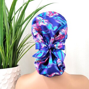 Large Satin Lined Scrub Hat, Protect Hair w/Satin Lined Ponytail Scrub Cap. Buttons/Size See Description, Nurse/Surgical/Doctor Cap