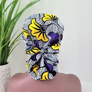Large Scrub Cap, Protect Hair w/Satin Lined Ponytail Scrub Cap, Button/Size Options, See Description, Surgical Hat, Nurse Hat/Doctor Hat