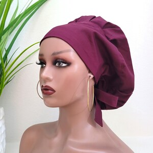 Medium Bouffant Satin Lined Scrub Hat, Protect Hair w/Satin Lined Ponytail Scrub Cap. Buttons Option, Size See Description, Surgical Cap