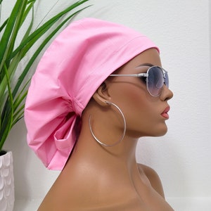 Medium Satin Lined Scrub Hat, Protect Hair w/Satin Lined Ponytail Scrub Cap. Buttons/Size Options, Nurse/Surgical/Dr Hat, Fully Satin Lined