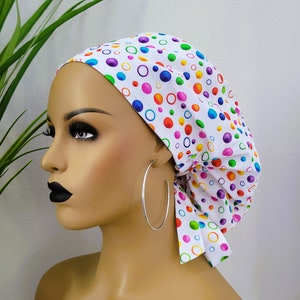 Small Satin Lined Scrub Hat, Protect Hair w/Satin Lined Ponytail Scrub Cap. Buttons Option, Nurse/Surgical/Doctor Hat